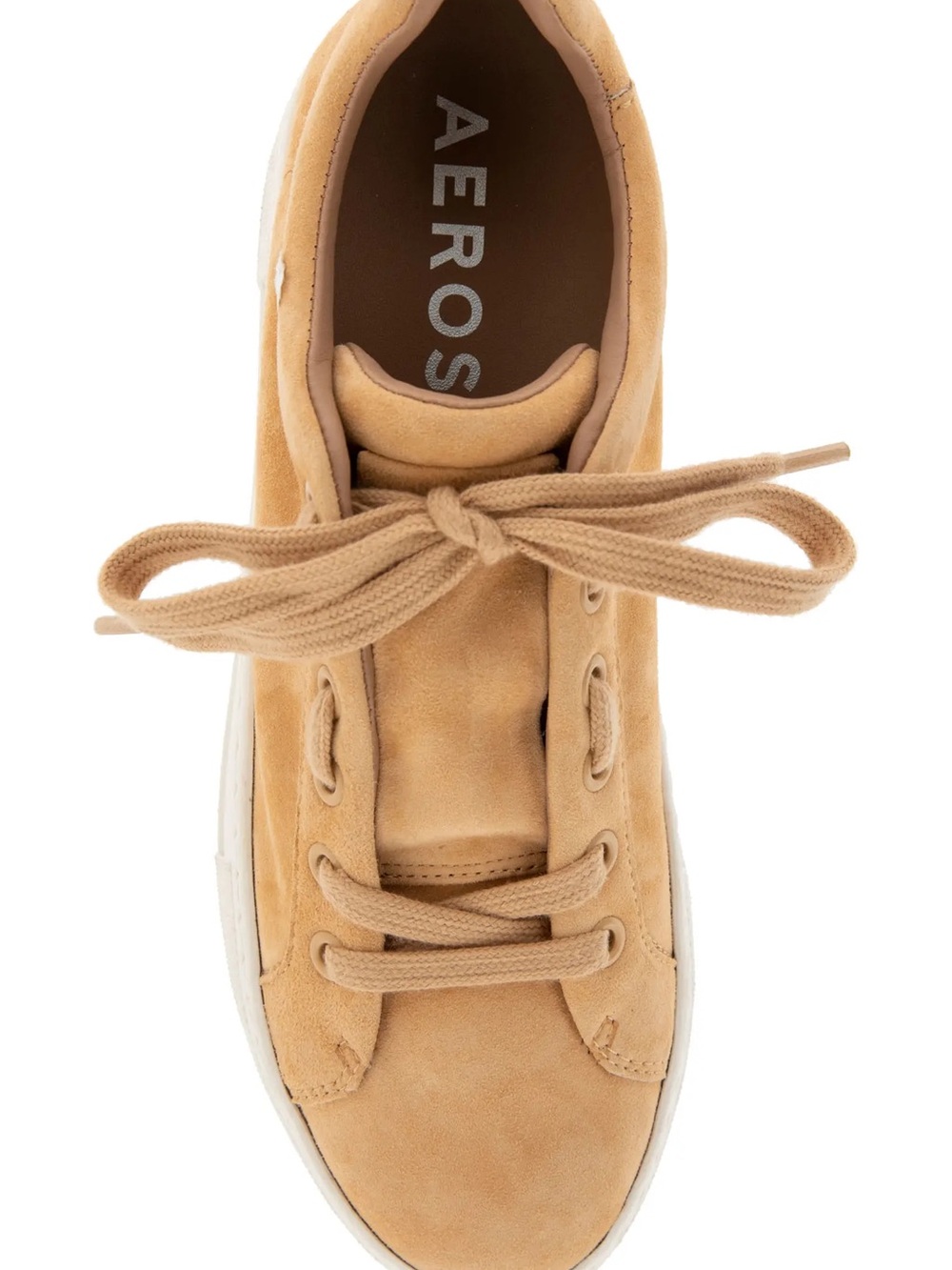 Aerosoles Tan Suede Platform Sneakers Lace Up Casual Comfort Shoes - Picture 4 of 13